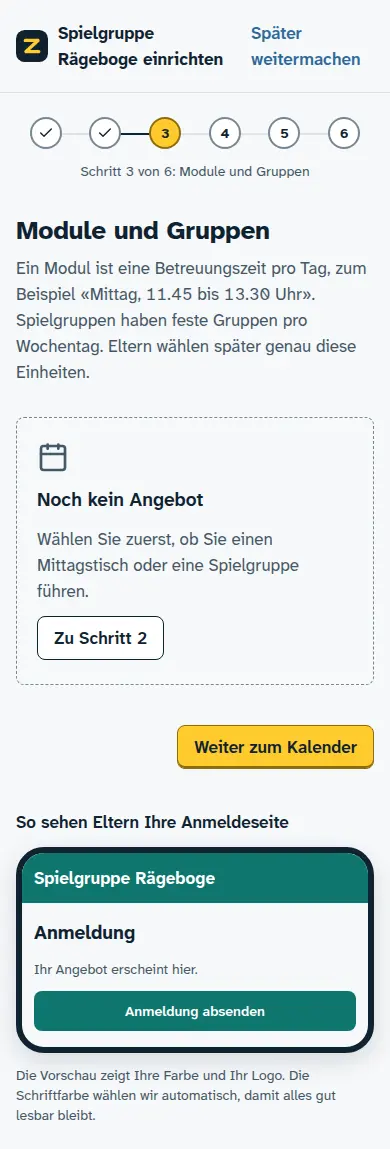 Schritt 3 am Handy: Module bzw. Gruppen anlegen